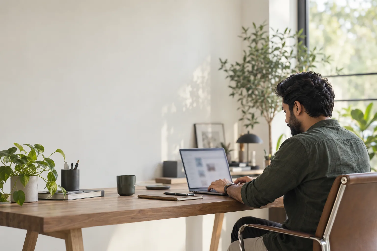 Independent business owner working in a studio